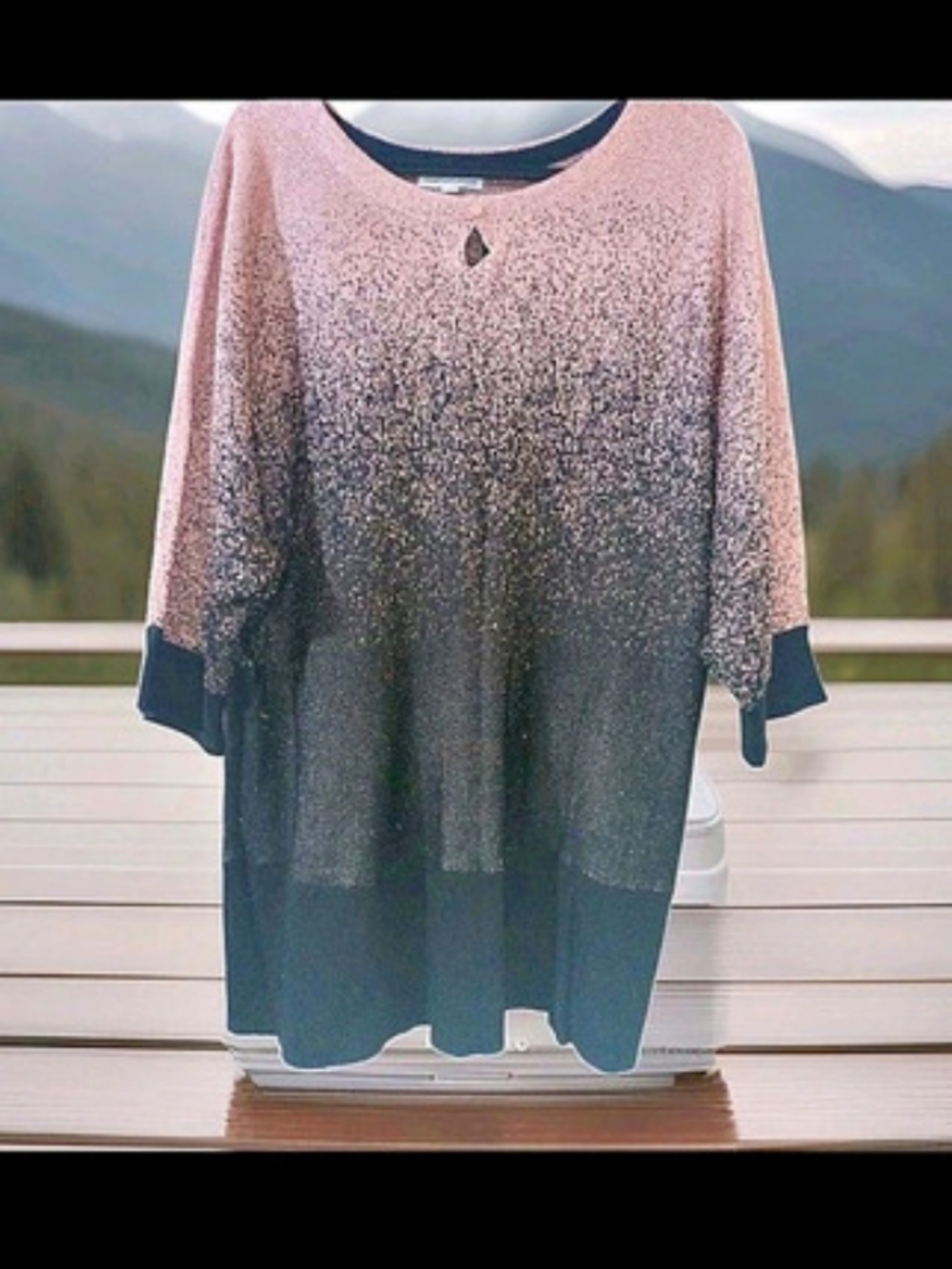 Notation Knitted Sweater Black/Pink/Salmon/Rose/Mauve Colored Metallic Size 3X12
